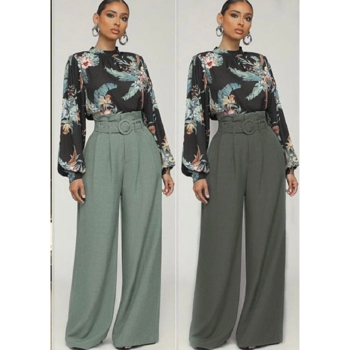 Chiclily Belted Wide Leg Pants for Women High Waisted Business Casual  Palazzo Pants Work Trousers Loose Flowy Summer Beach Lounge Pants with  Pockets, US Size Small in Black - Walmart.com
